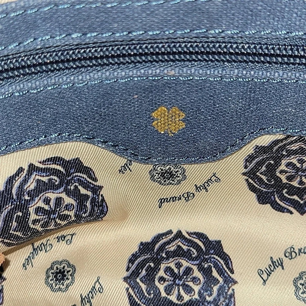Lucky Brand Coated Canvas and Brown Leather Studded Shoulder Bag